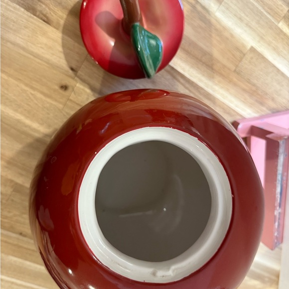 Red Apple-Shaped Ceramic Container - Picture 3 of 3